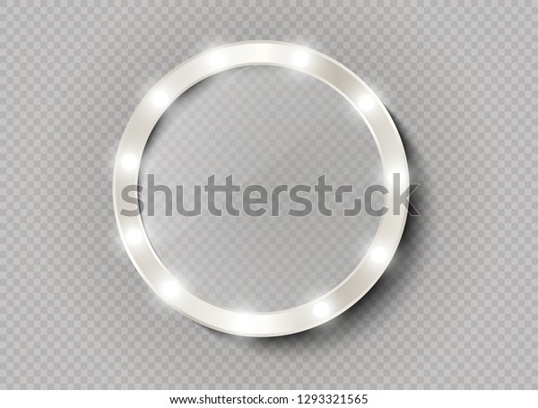 Makeup mirror isolated with gold lights.\
Vector illustration