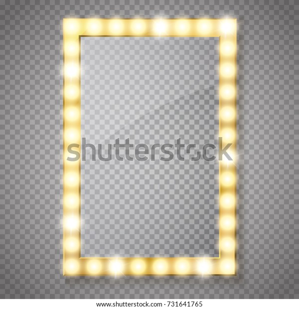 Makeup mirror isolated with gold lights.\
Vector illustration