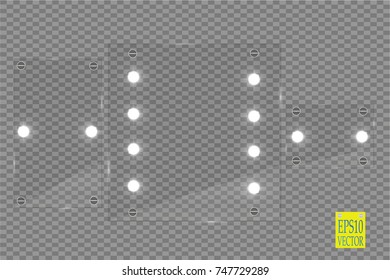 Makeup mirror isolated with lights. Vector illustration. eps 10
