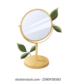 Make-up mirror isolated on white backgrund. Vector illustration.