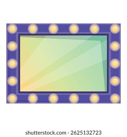 Makeup mirror with light bulbs radiating light for a beauty salon or theater dressing room