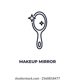 makeup mirror outline icon. Linear vector from beauty concept. Thin line makeup mirror icon isolated on white background
