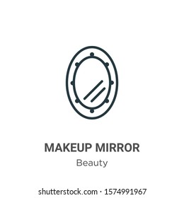 Makeup mirror outline vector icon. Thin line black makeup mirror icon, flat vector simple element illustration from editable beauty concept isolated on white background