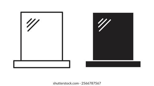 Makeup mirror vector line icon illustration