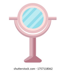 Makeup mirrors. Mirrors with stand  isolated on a white background. Devices for female beauty. Vector illustration in flat style.