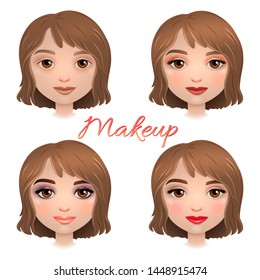 Makeup model face, makeup types for brown-haired girls with brown eyes