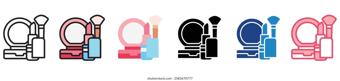 Makeup multi-style color icon, mini or small illustration, use for UI, UX, app and web development, digital or print. for health, beauty, personal care, body treatment.