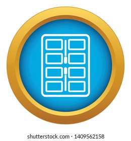 Makeup palette with applicators icon blue vector isolated on white background for any design