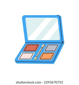 Paleta de maquillaje, paleta de sombra ocular con icono de pincel. Silueta de herramientas de maquillaje y belleza. Ilustración vectorial.