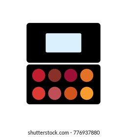 Makeup palette eye shadows with mirror vector icon illustration in bright colors, lighter shades