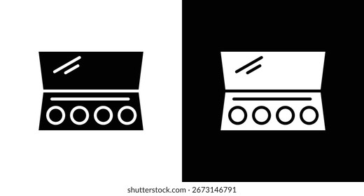 Colección de icono de paleta de maquillaje. Ilustración vectorial rellena en blanco y negro.