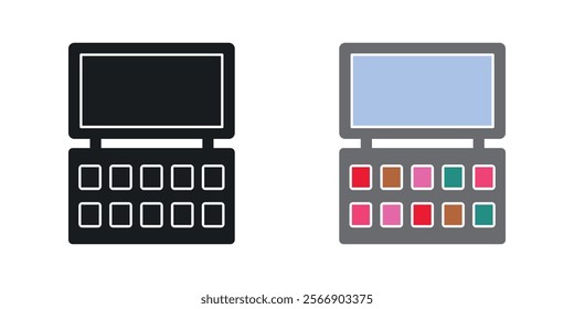 Makeup palette icon set in black and colored