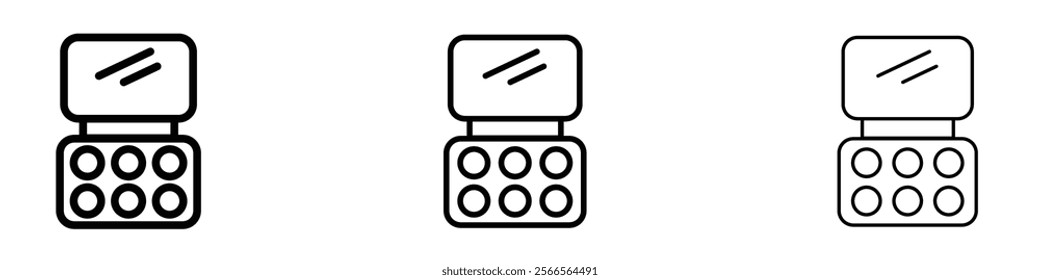 Makeup palette icon in tree different line stroke sizes.