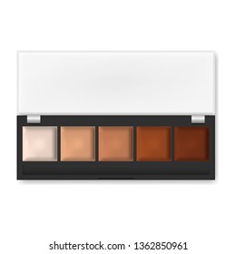 Make-up palette isolated on white background, realistic illustration. Makeup concealer, cream eyeshadow or lipstick, vector template.