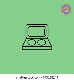 Make-up palette with mirror line icon