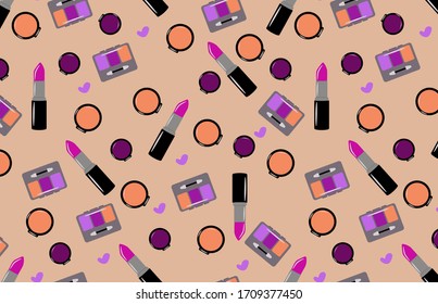 
Makeup pattern for girls,
stock vector illustration. 
Pattern for wrapping paper, notebooks, textiles.