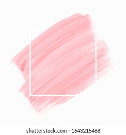Makeup  pink brush paint abstract shape background vector over square frame. Beautiful logo design.