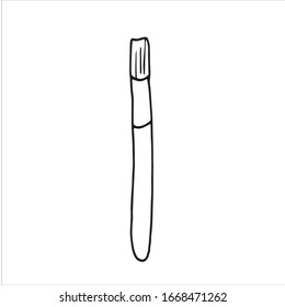 Makeup plane brush isolated on white background. HAnd drawn simple vector illustration in cartoon doodle style. Element for poster, decoration, advertisement, beauty equipment