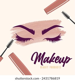 Makeup poster Mascara Vector illustration