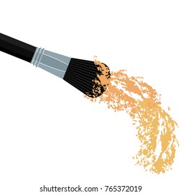 Makeup powder brush. Beauty concept. Flat vector cartoon illustration. Objects isolated on white background.