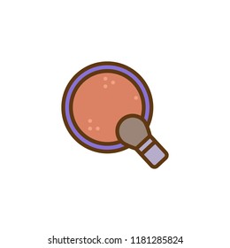 Makeup Powder and brush filled outline icon, line vector sign, linear colorful pictogram isolated on white. Face Cosmetic symbol, logo illustration. Pixel perfect vector graphics