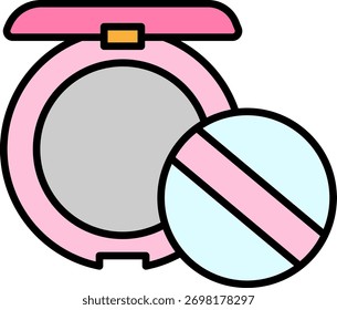 Polvo de maquillaje compacto con el icono del aplicador