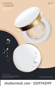Makeup Powder Cushion Poster Template Vector Illustration
