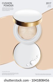 Makeup Powder Cushion Poster Template Vector Illustration