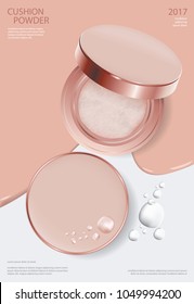Makeup Powder Cushion Poster Template Vector Illustration