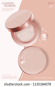 Makeup Powder Cushion Poster Template Vector Illustration