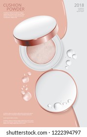 Makeup Powder Cushion Poster Template Vector Illustration