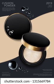 Makeup Powder Cushion Poster Template Vector Illustration