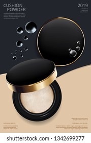 Makeup Powder Cushion Poster Template Vector Illustration