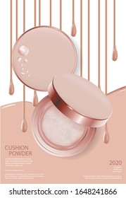 Makeup Powder Cushion Poster Template Vector Illustration