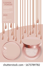Makeup Powder Cushion Poster Template Vector Illustration