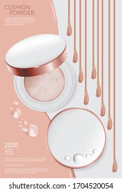 Ilustración de vectores de plantillas de póster de cuchara en polvo maquillaje