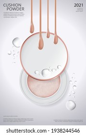 Makeup Powder Cushion Poster Template Vector Illustration