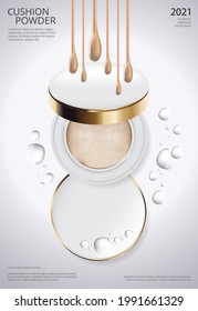 Makeup Powder Cushion Poster Template Vector Illustration