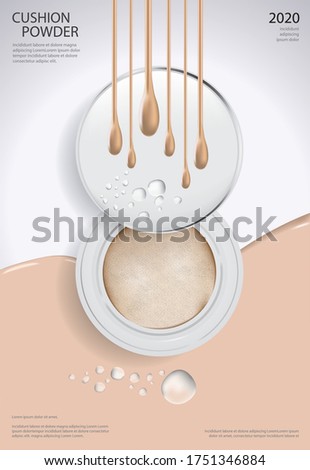 Makeup Powder Cushion Poster Template Vector Illustration