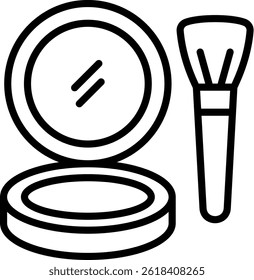 Makeup Powder Icon Line Vector Illustration