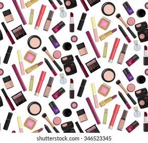 Makeup products set. Cosmetics. Hand drawn Vector Illustration.