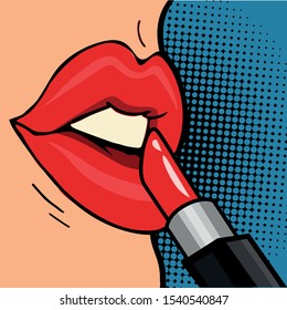 Makeup. Professional trendy retro makeup. dark red lipstick.
