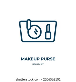 Makeup purse icon. Linear vector illustration from beauty kit collection. Outline makeup purse icon vector. Thin line symbol for use on web and mobile apps, logo, print media.