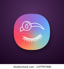 Makeup removal app icon. UI/UX user interface. Eyebrow tint removing. Brows microblading or tattooing preparation. Eyebrow disinfection. Web or mobile application. Vector isolated illustration