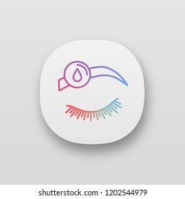 Makeup removal app icon. UI/UX user interface. Eyebrow tint removing. Brows microblading or tattooing preparation. Eyebrow disinfection. Web or mobile application. Vector isolated illustration