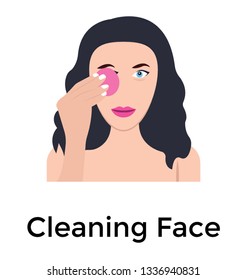 Makeup removal, face cleansing flat icon 