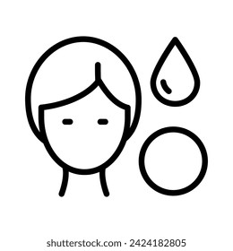 Makeup removal. Moisturizer linear icon. Skincare procedure. Facial beauty. Cleansing for healthy skin. Thin line illustration. Contour symbol. Vector isolated outline drawing.