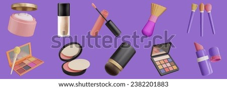 makeup set collection 3D icon ,  Realistic cosmetic products