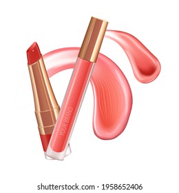 Für Lippen aufsetzen mit realistischem Creme-Abstrich, realistischer flüssiger Lippenstift.
