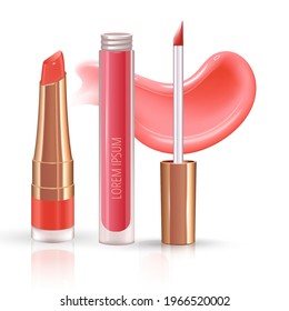 Marcado para labios con frotis crema realista, lápiz labial líquido realista.